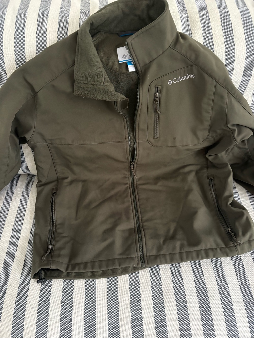 Columbia Olive Green fleece lined Jacket xl